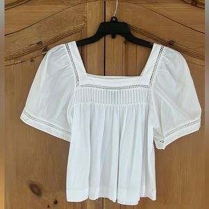 Banana Republic white cotton peasant top